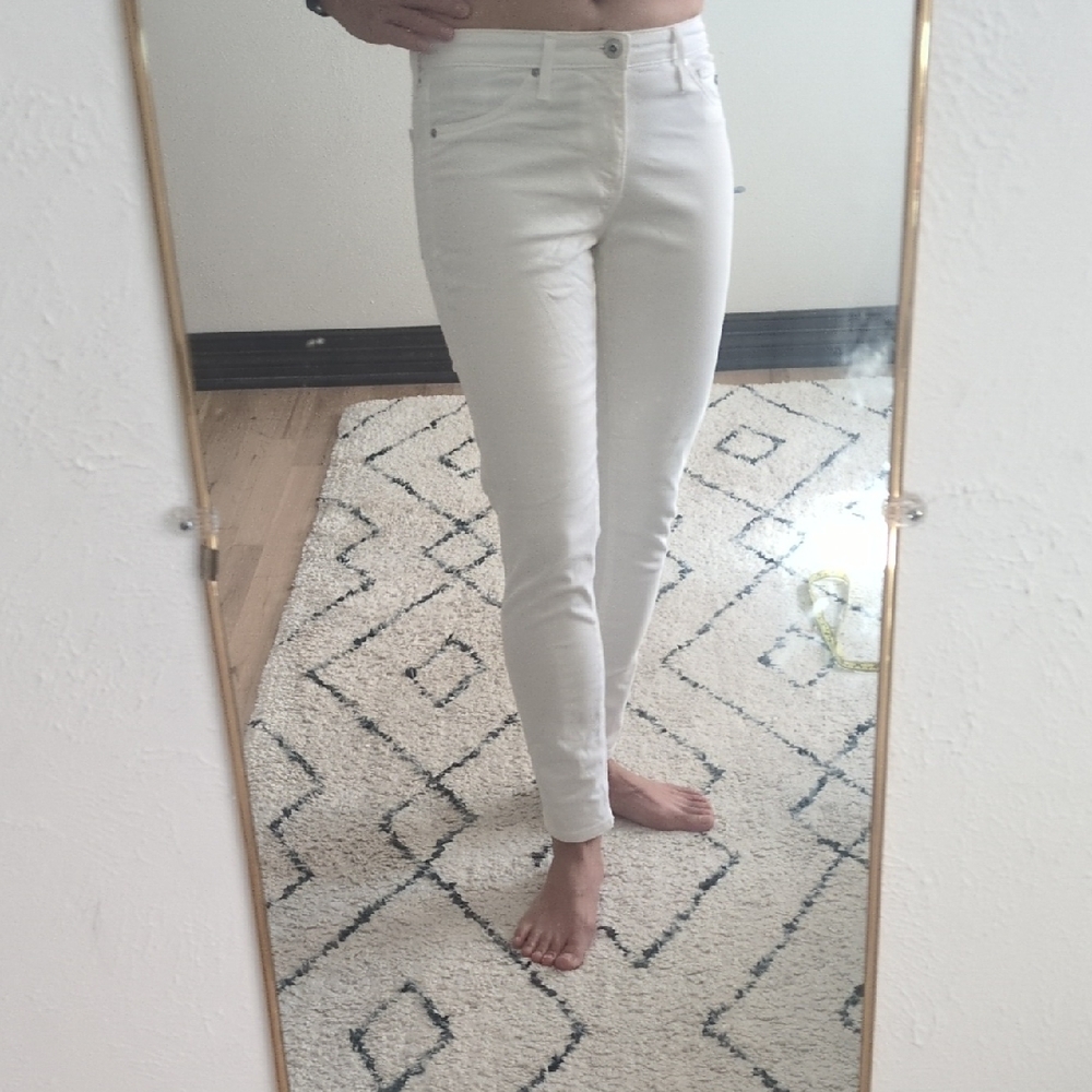 Ag Adriano Goldschmied White Skinny Jeans High-Waisted Stretch